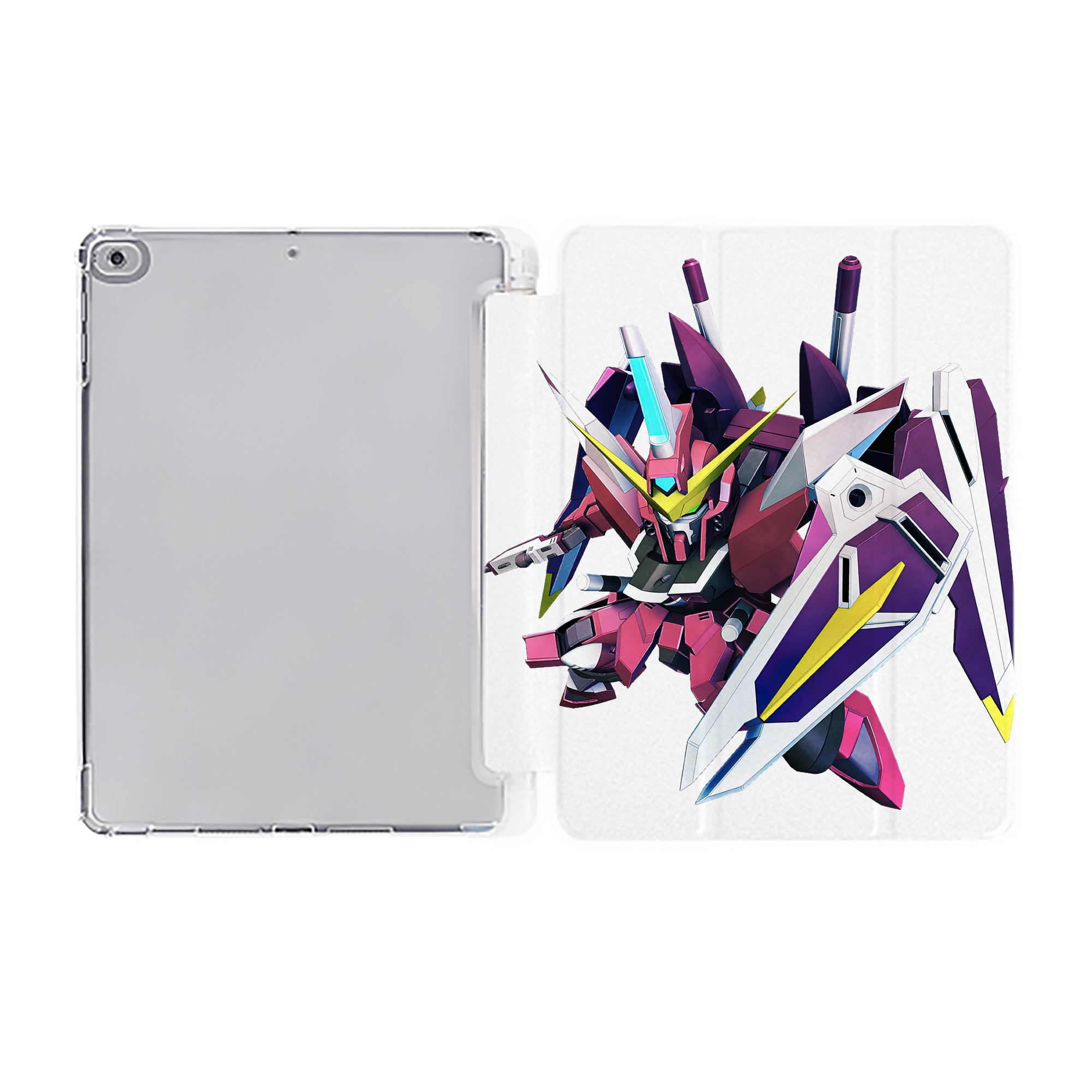 （画像用） 機動戦士ガンダム Mobile Suit Gundam IPad ケース ペン収納付き 三つ折りスタンド PUレザー×シリコン 対応機種9.5/10.5/10.9インチ